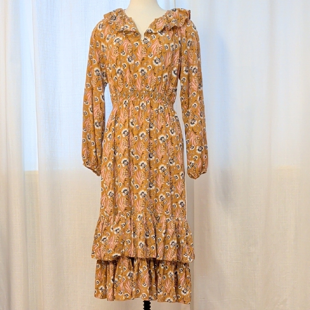 Floral Ruffle Tiered Midi Dress